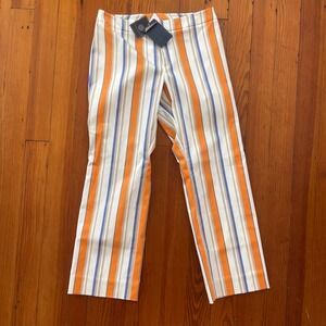 NWOT Doncaster Collection Striped Pants Womens 12 Orange Blue White Resortwear